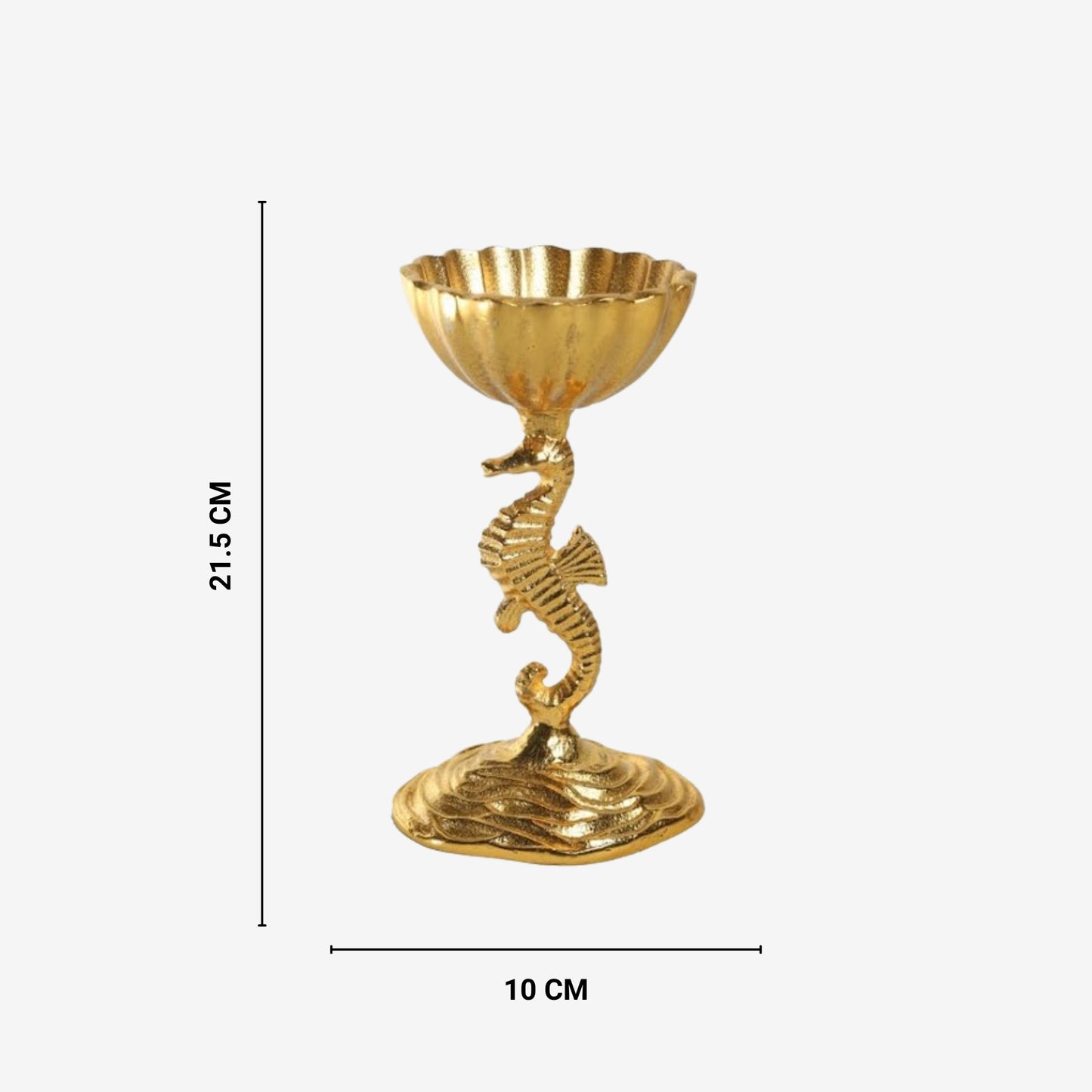 Shataj Decorative 1 Pot Sea Horse Dry Fruit Stand aluminum in gold finish