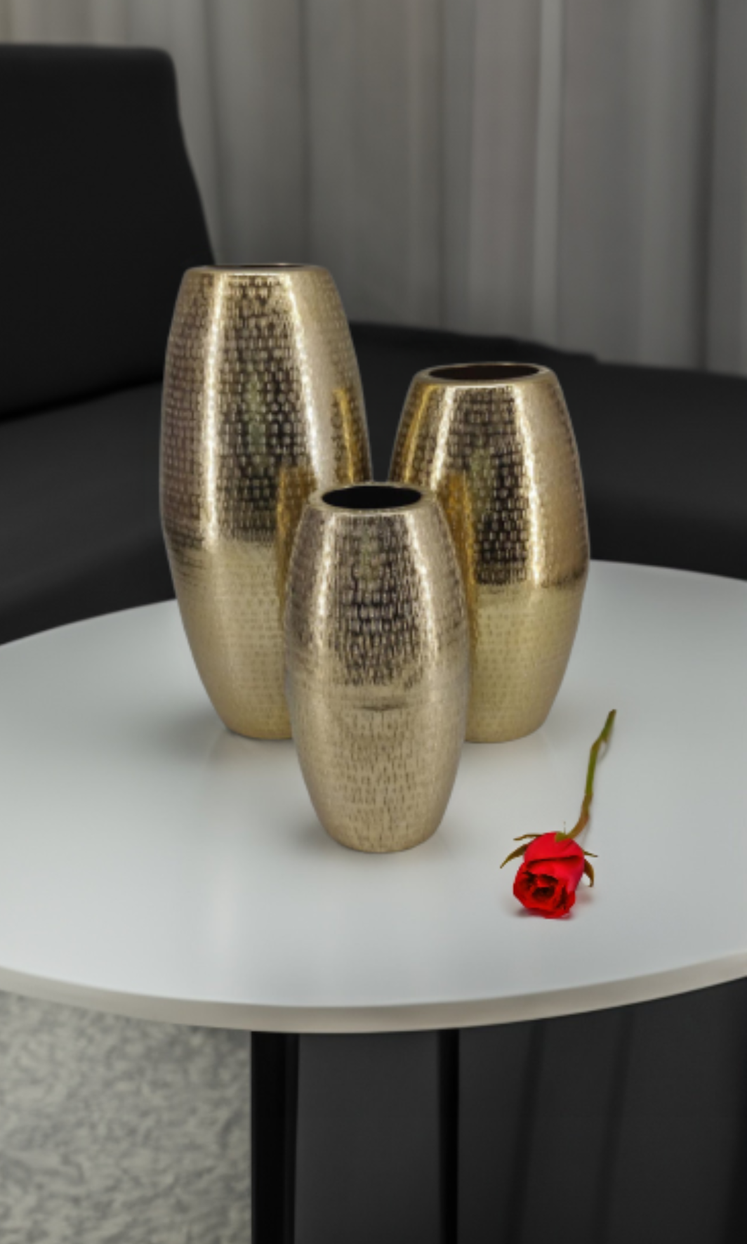 Shataj Decorative Aluminum Table Vase in Gold Finish