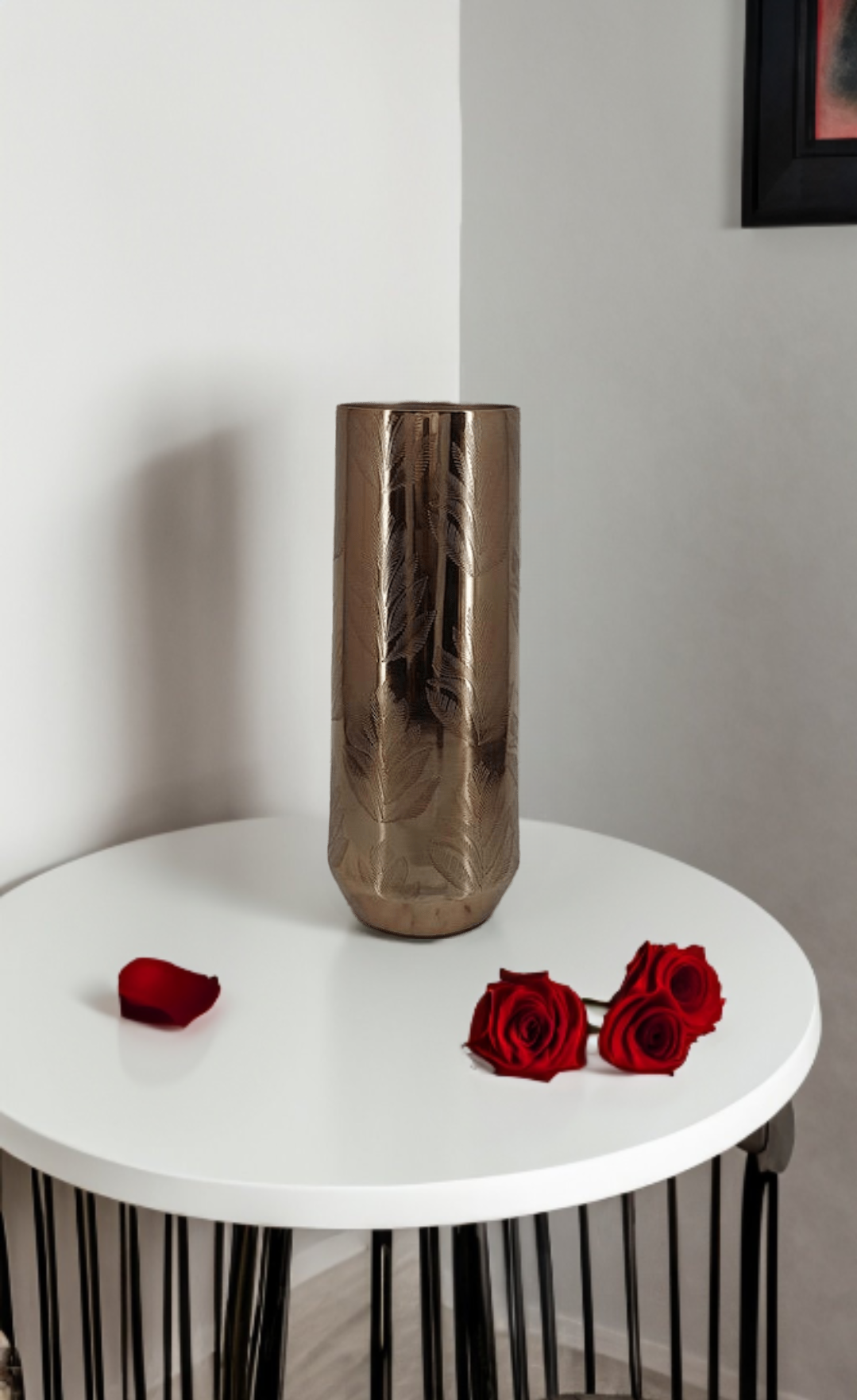 Shataj Decorative Aluminum Floor Vase - Cylinder Style in Gold