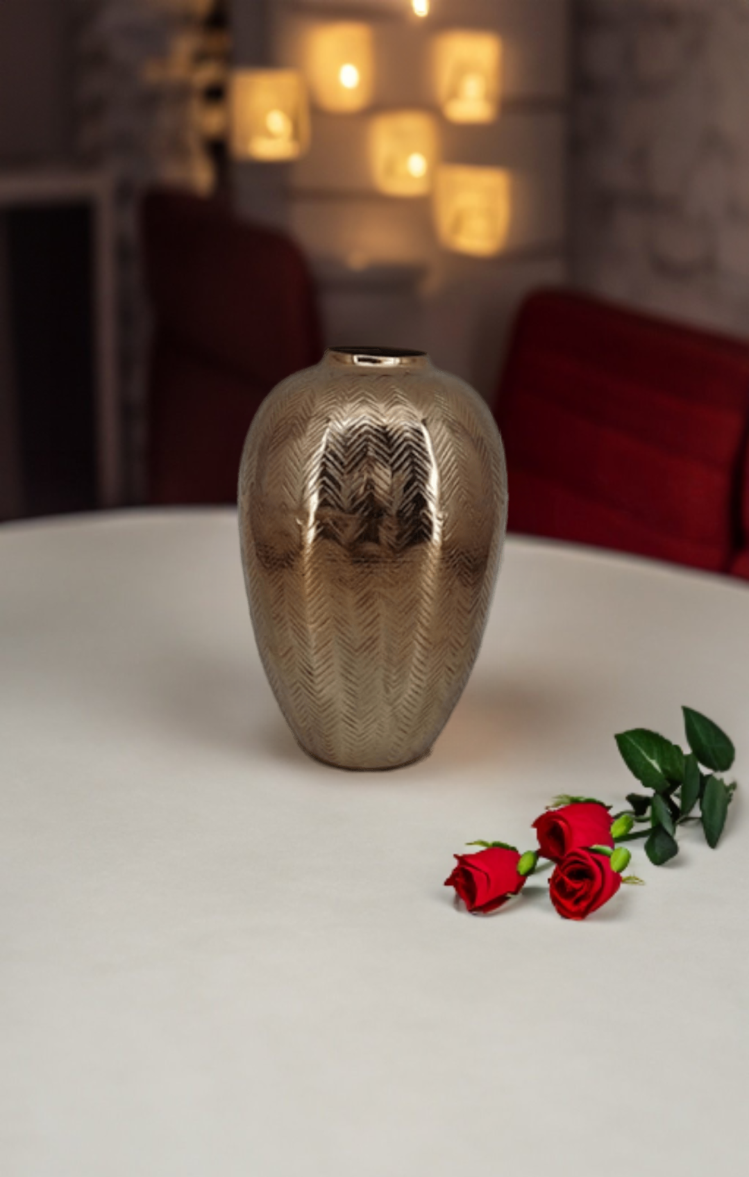 Shataj Decorative Aluminum Table Vase - Barrel Shape