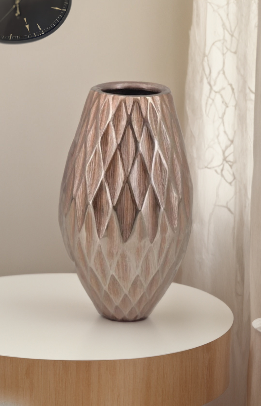 Shataj Decorative Aluminum Diamond Texture Gold Floor Vase