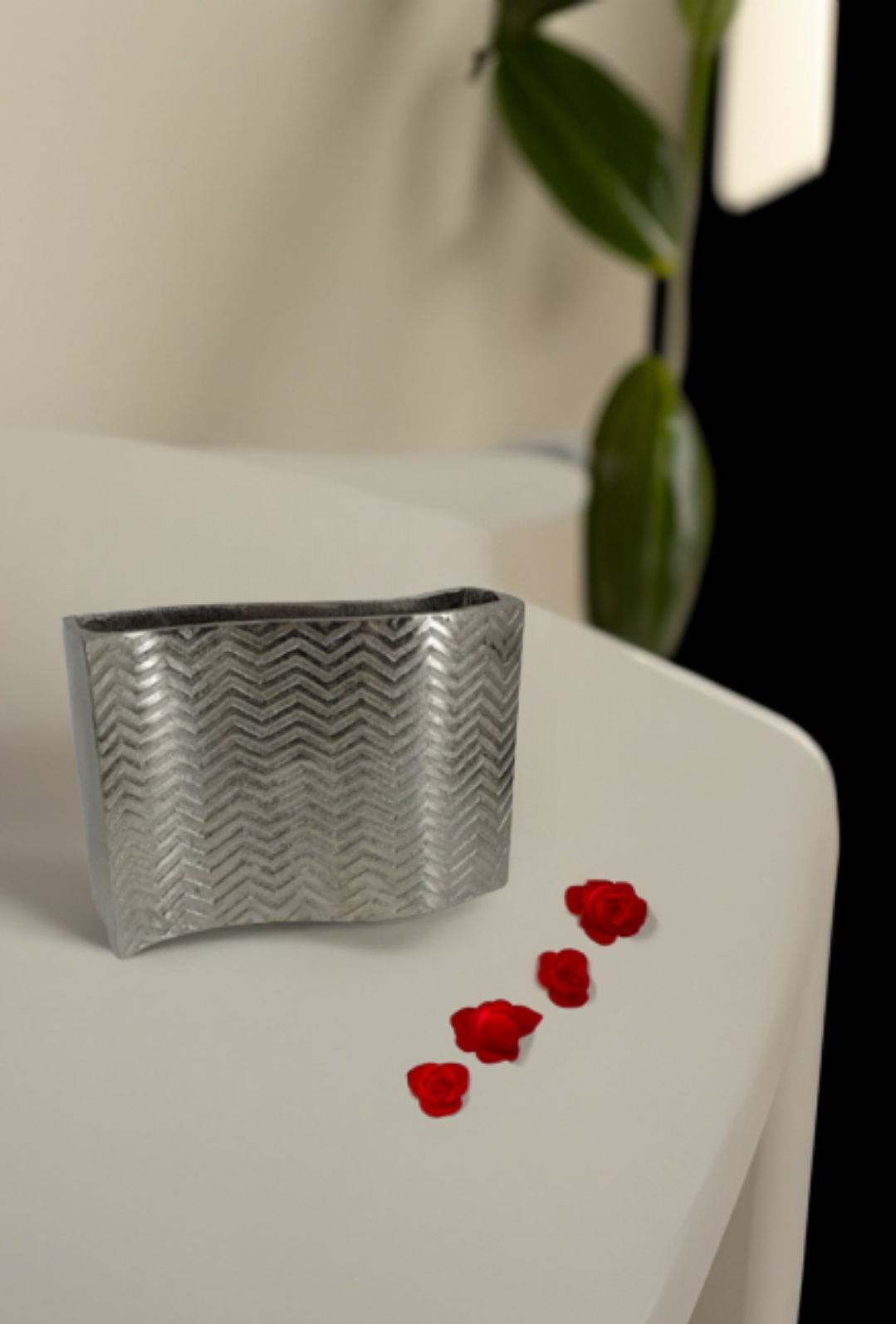 Shataj Decorative Aluminum Table Vase in Wave Texture