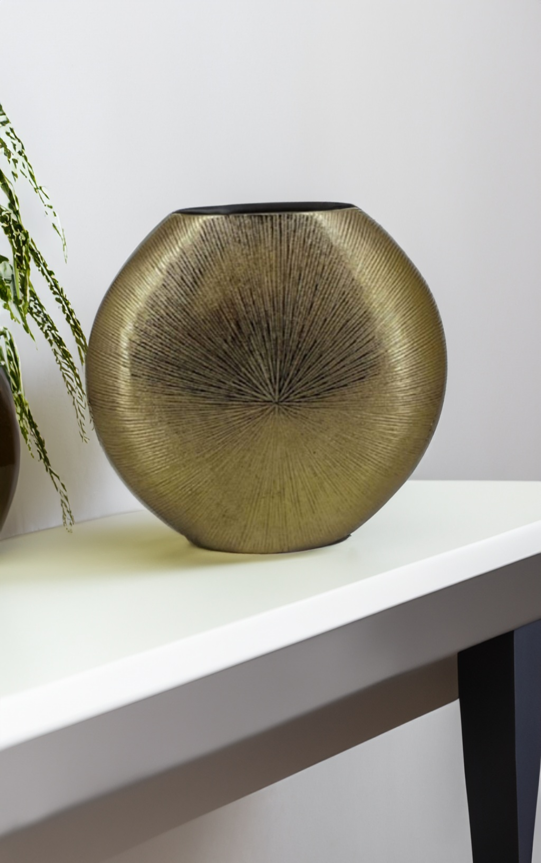 Shataj Decorative Aluminum Oval Vase in Gold Finish