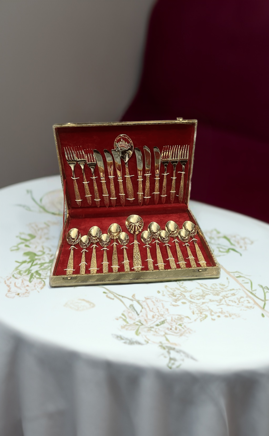 Shataj Designer Gold Plated Flatware 26 Pieces Set