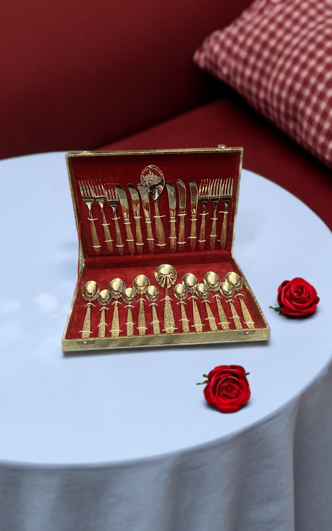 Shataj Designer Gold Plated Flatware 26 Pieces Set