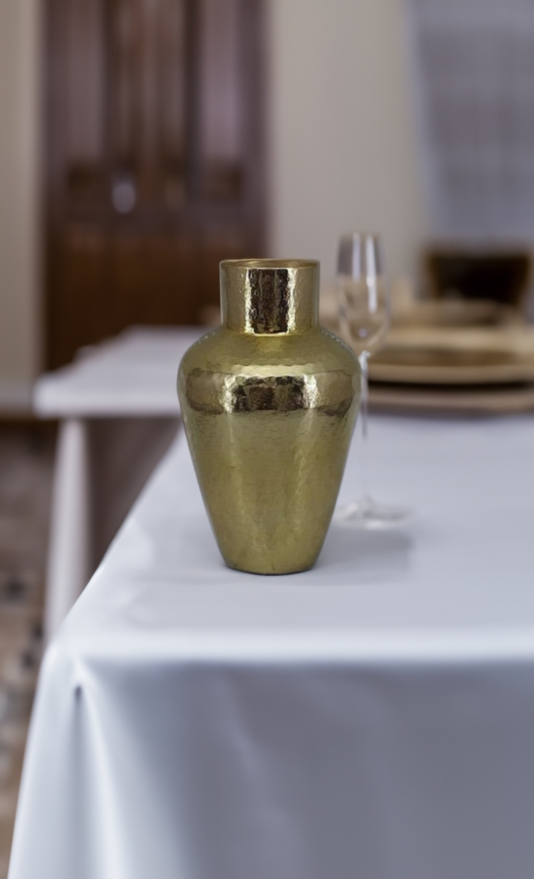 Shataj Decorative Aluminum Table Vase in Gold