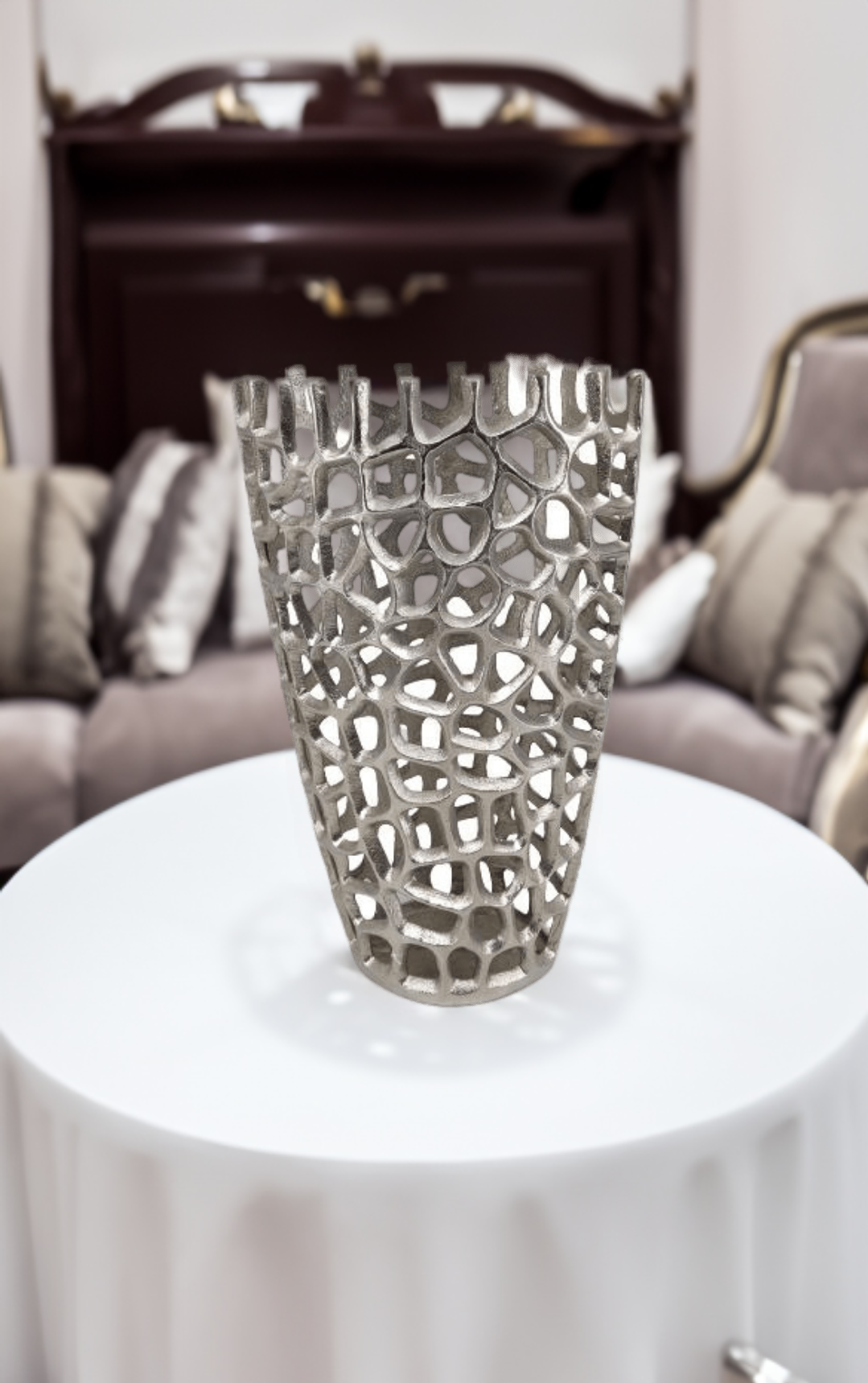 Shataj Decorative Aluminum Floor Vase - Netted Texture