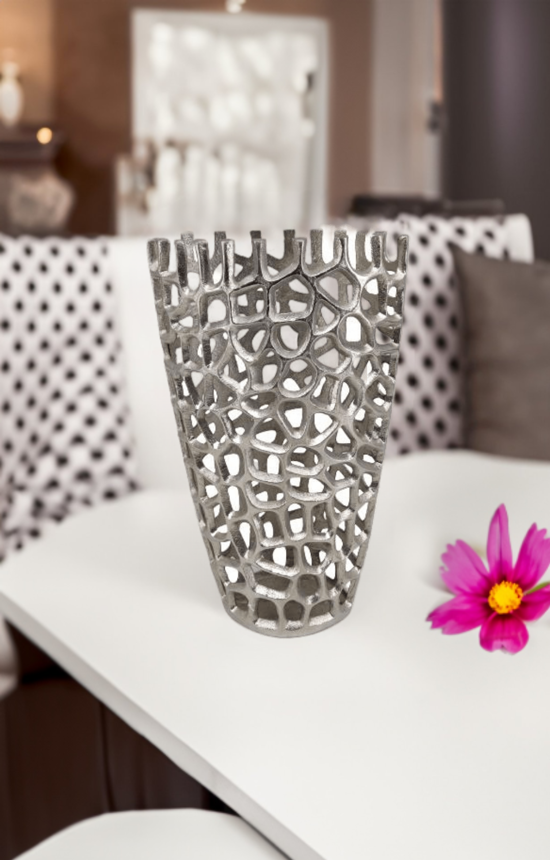 Shataj Decorative Aluminum Floor Vase - Netted Texture