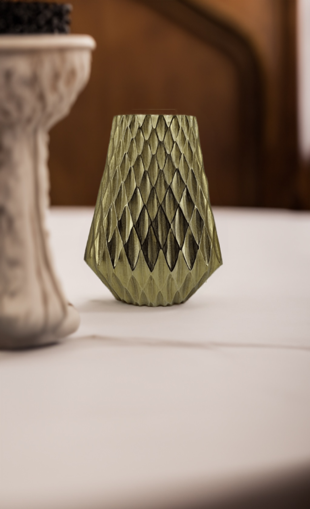 Shataj Decorative Aluminum Diamond Textured Vase in gold finish