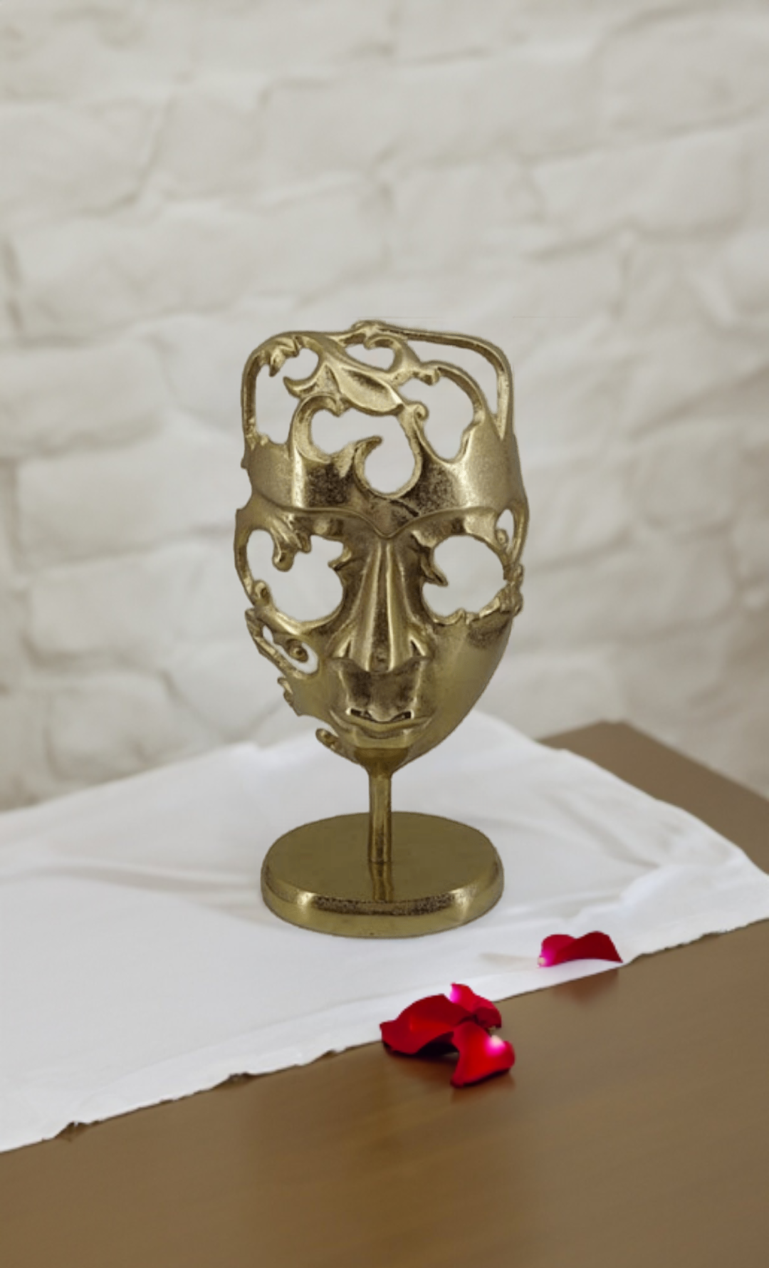 Shataj Decorative Aluminum Face Sculpture in gold finish