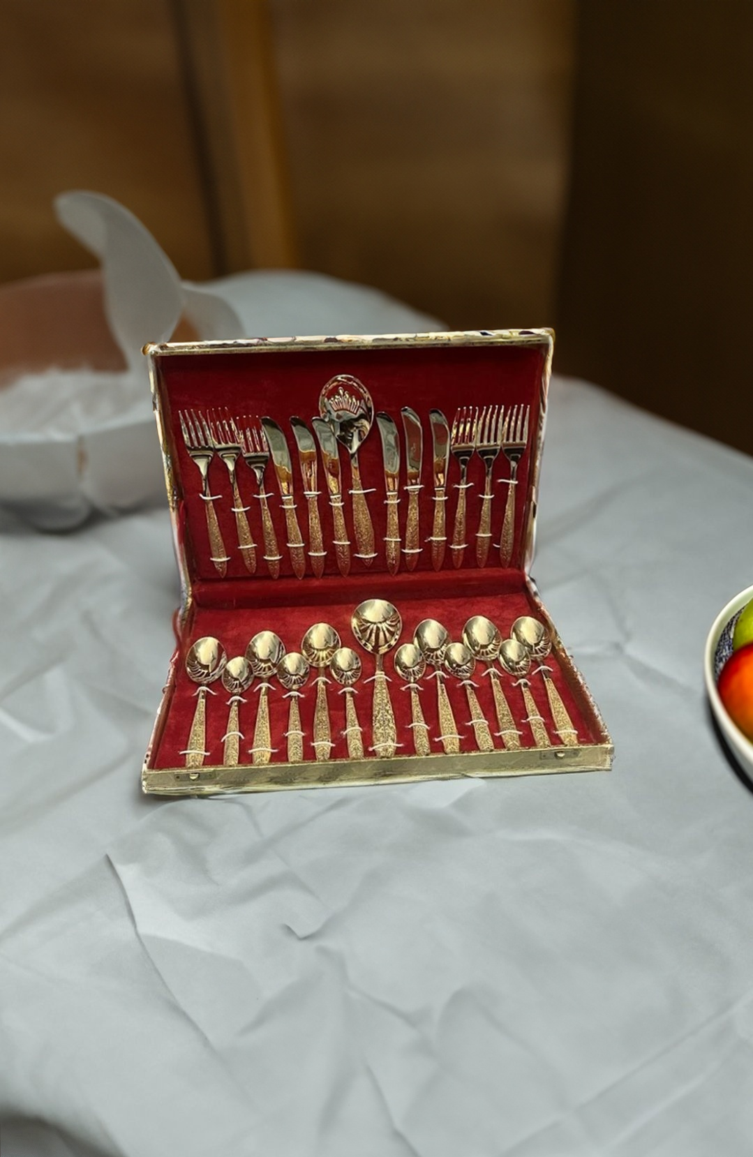 Shataj Designer Gold Plated Flatware 26 Pieces Set