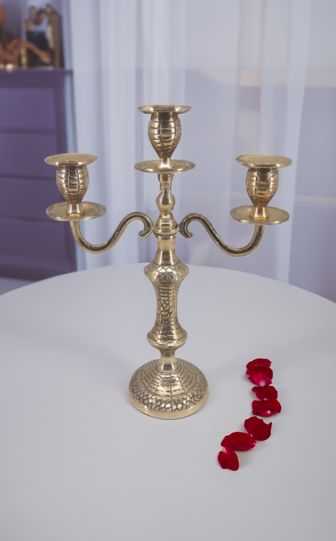 Shataj Decorative Aluminum Candle Stand in Gold