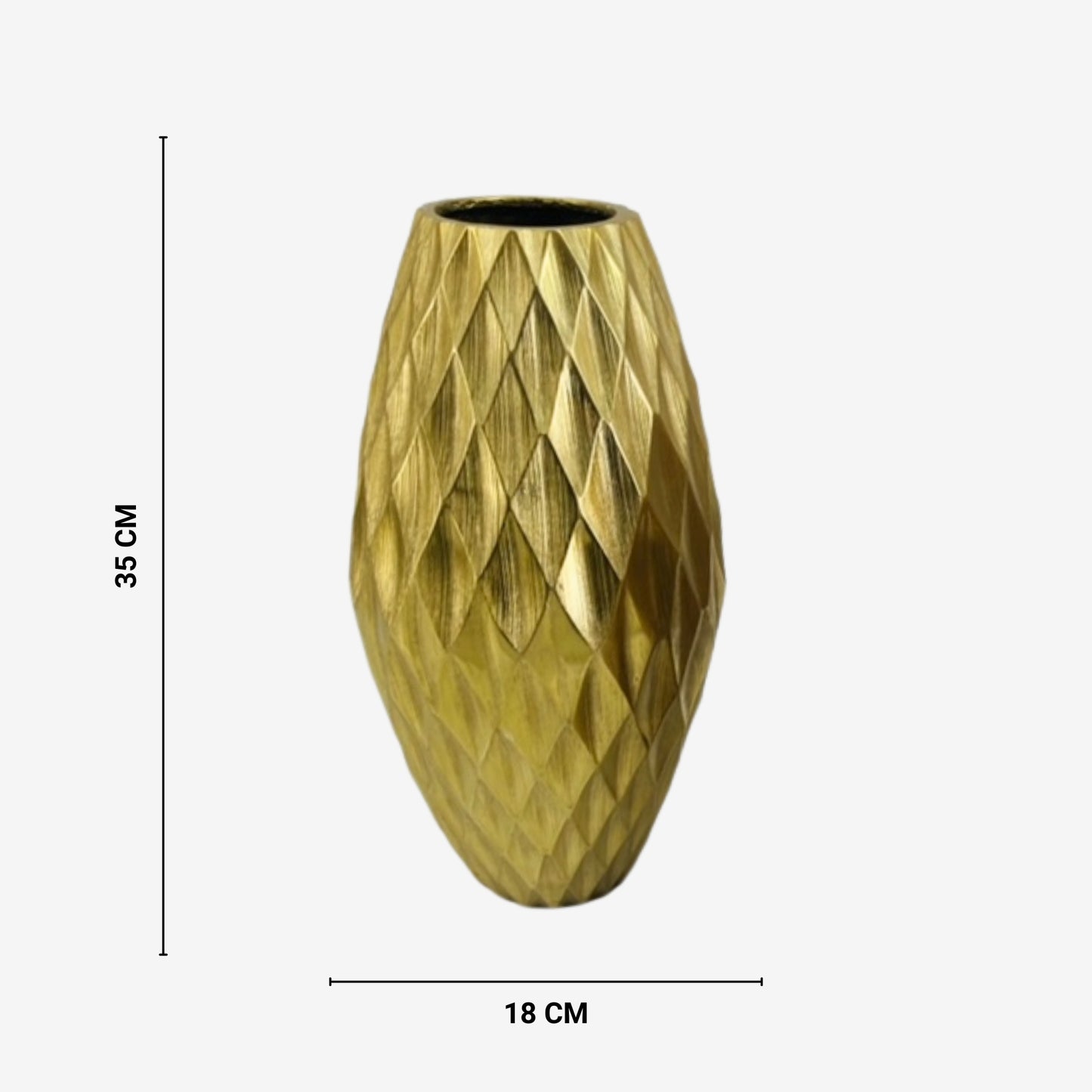 Shataj Decorative Aluminum Diamond Texture Gold Floor Vase