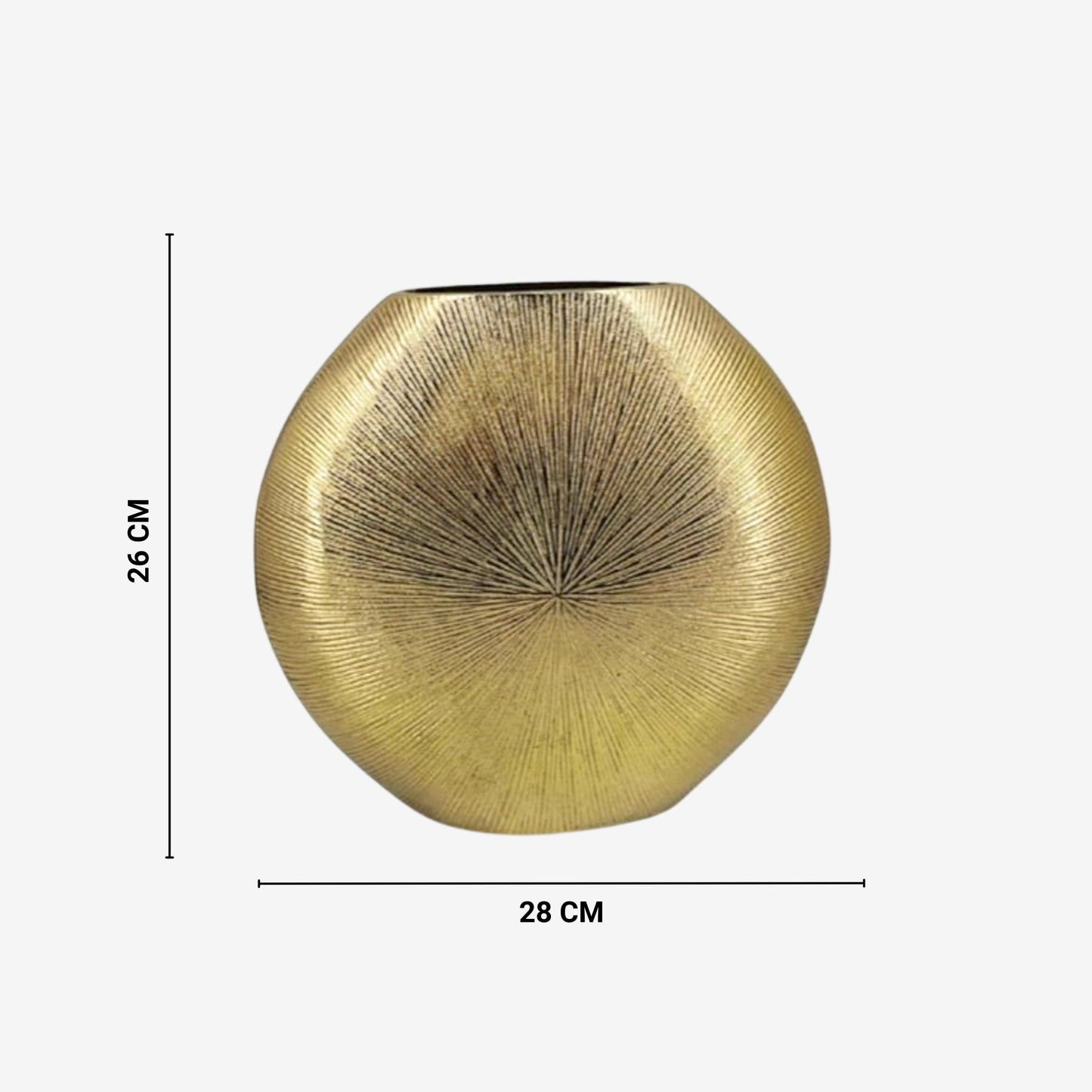 Shataj Decorative Aluminum Oval Vase in Gold Finish