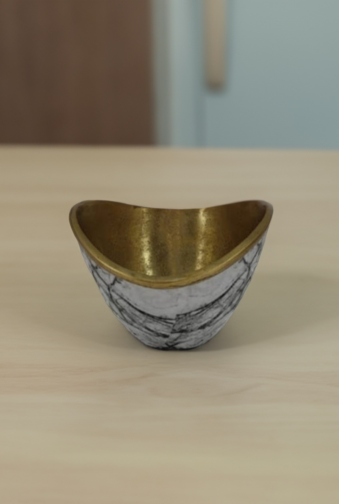 Shataj Decorative Aluminum Double Tone Gold and Enamel Bowl