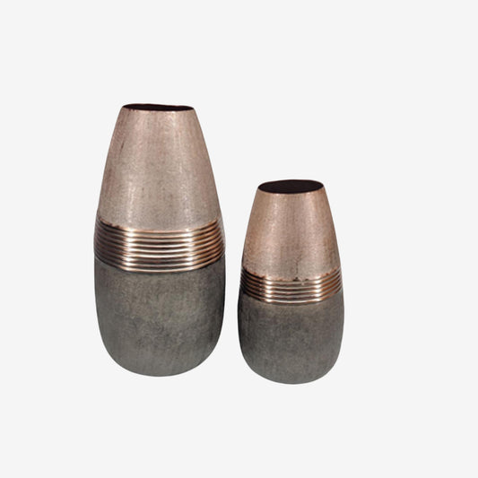 Shataj Decorative Aluminum Double Tone Copper Floor Vase