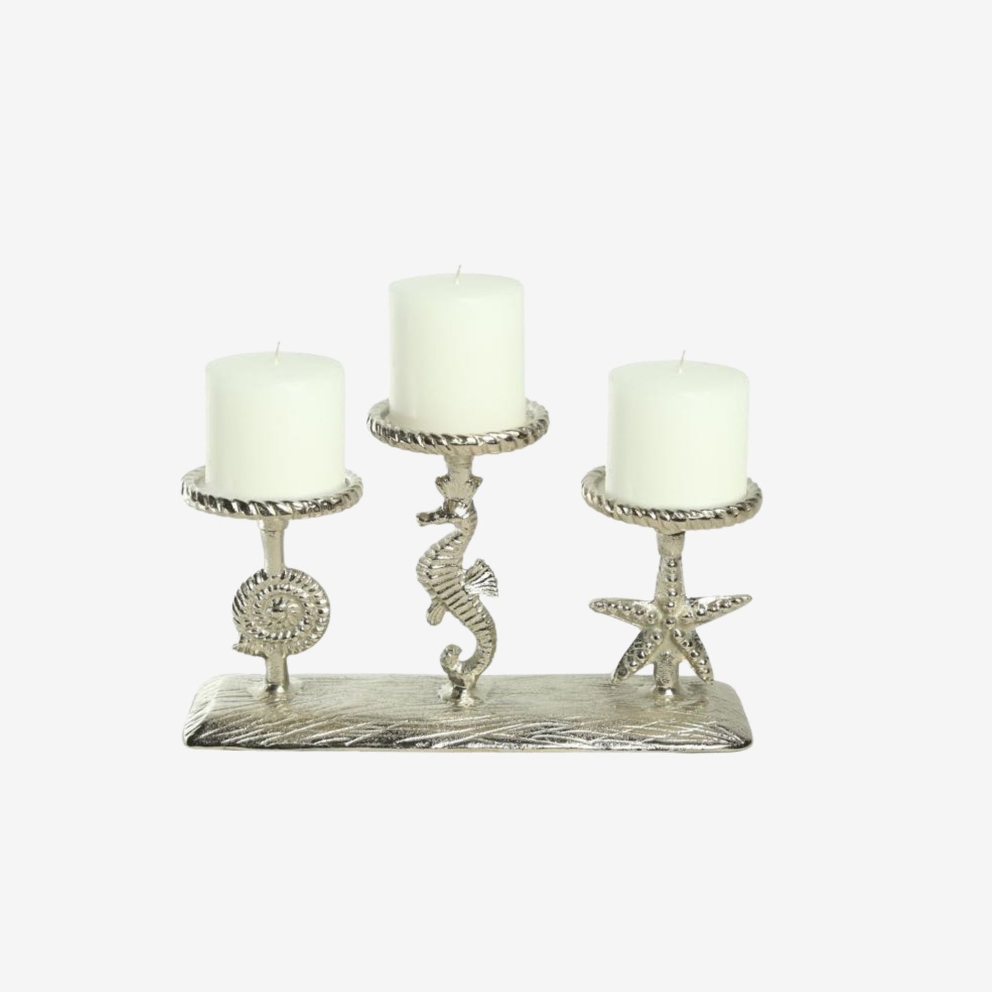 Shataj Decorative Aluminum Sea and Seahorse Tabletop Candlestand