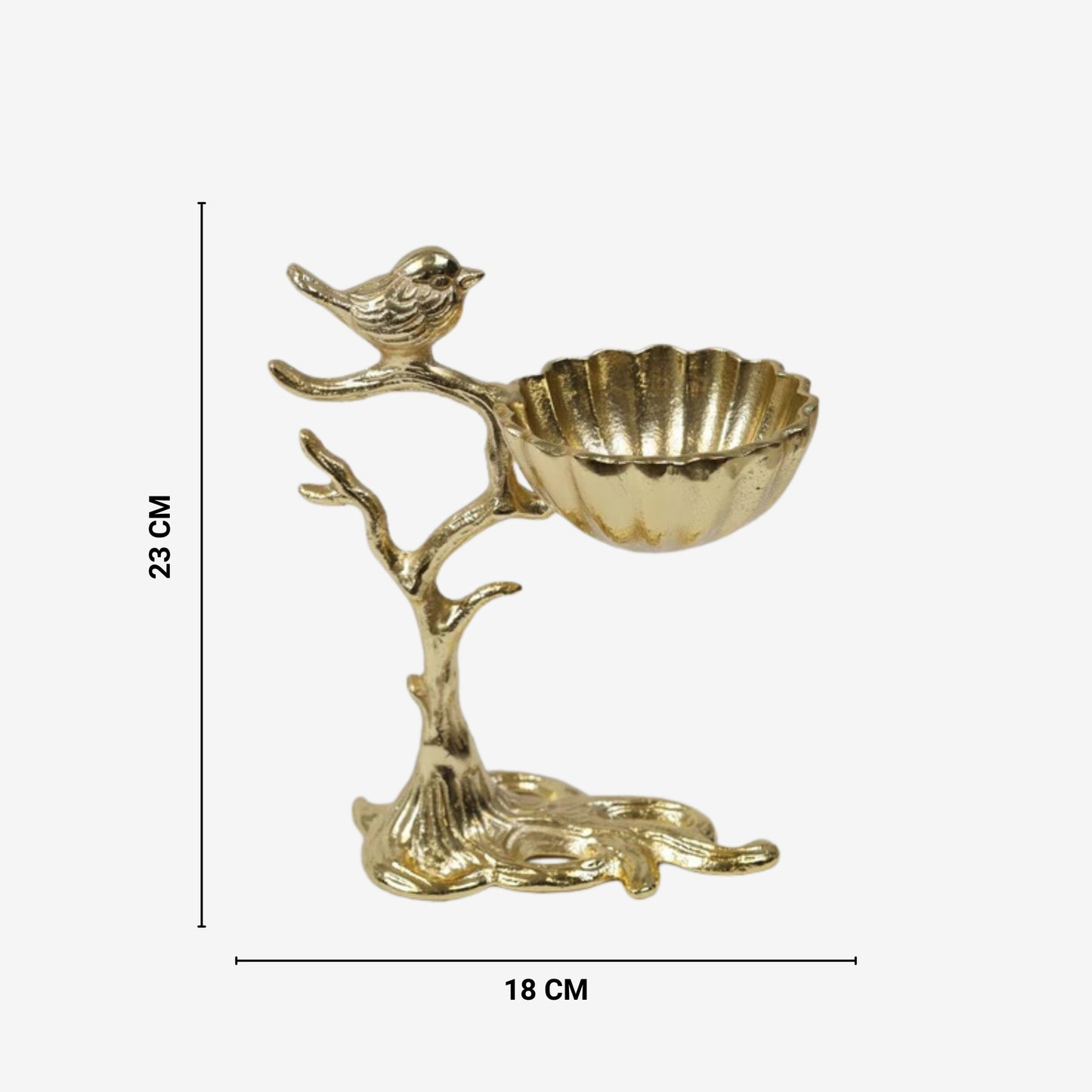 Shataj Decorative aluminum bird dry fruit stand in gold finish