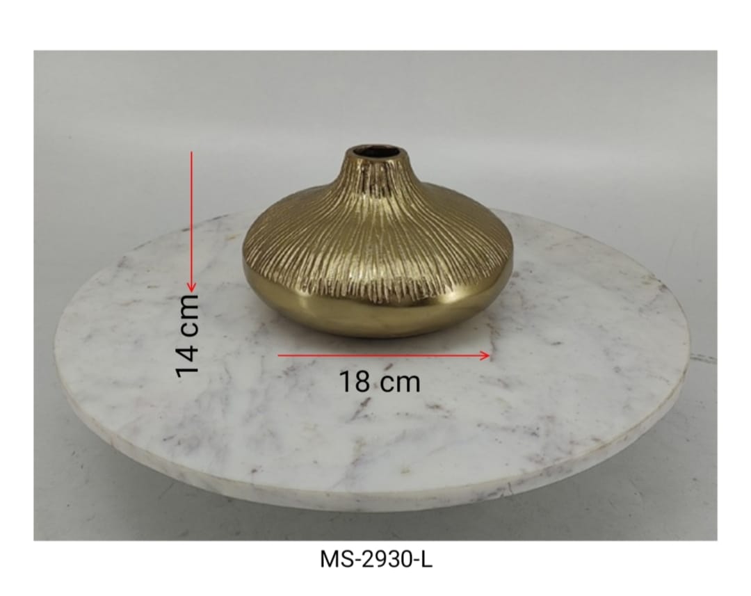 Shataj Decorative Aluminum flower table vase in gold finish