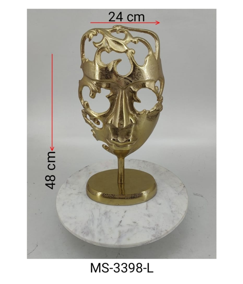 Shataj Decorative Aluminum Face Sculpture in gold finish