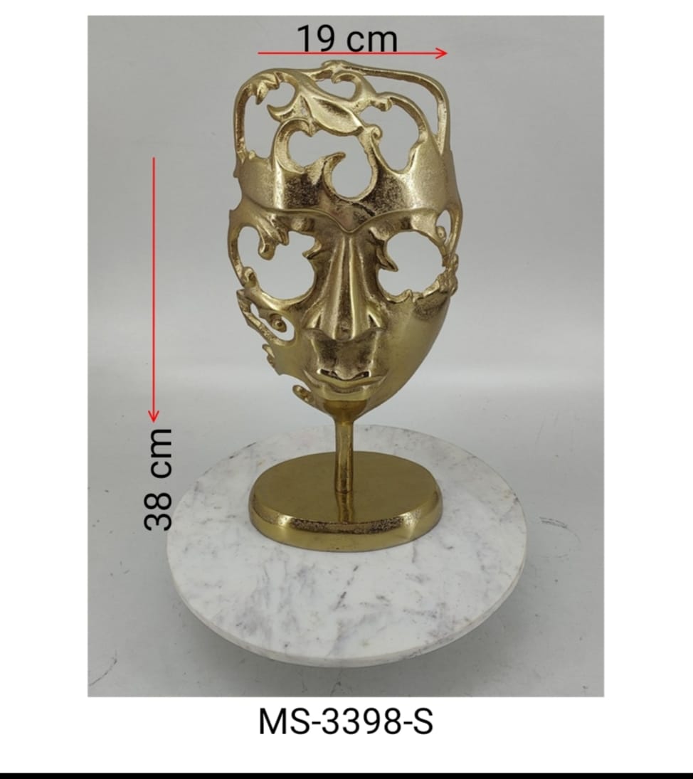 Shataj Decorative Aluminum Face Sculpture in gold finish