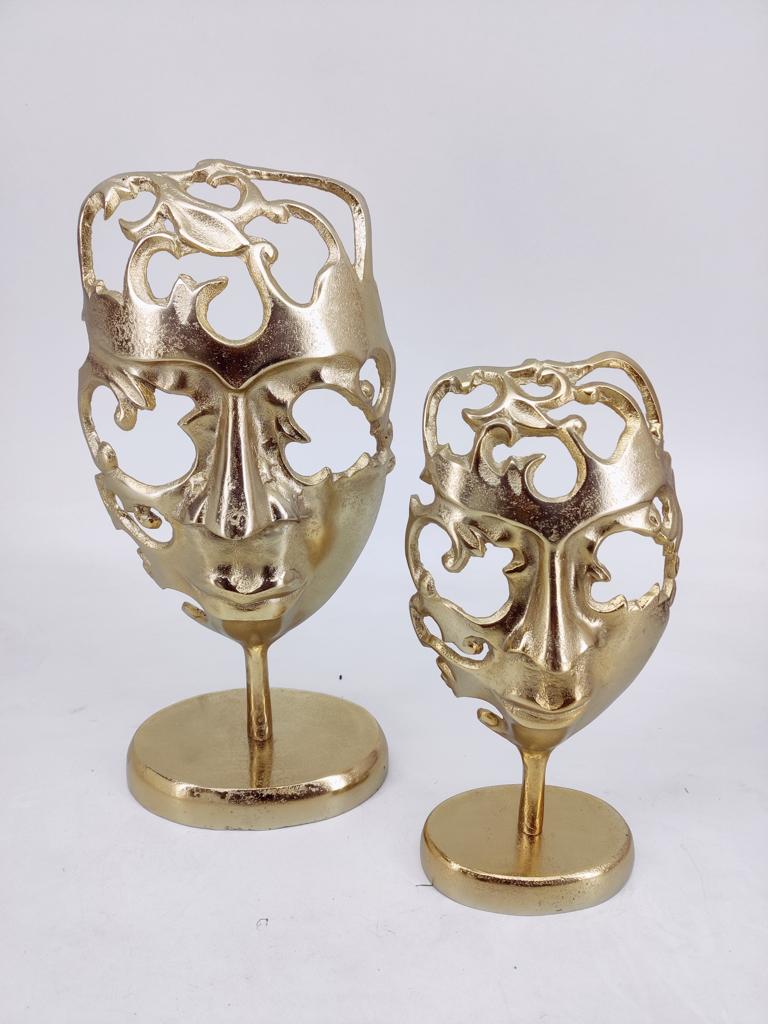 Shataj Decorative Aluminum Face Sculpture in gold finish