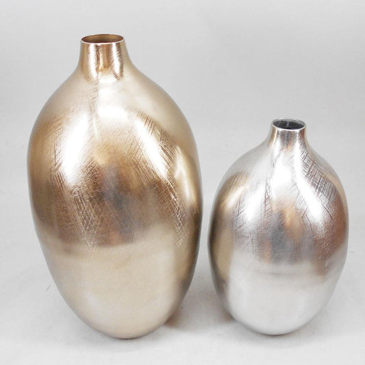 Shataj Decorative Aluminum Bottle Neck Style Vase in gold finish