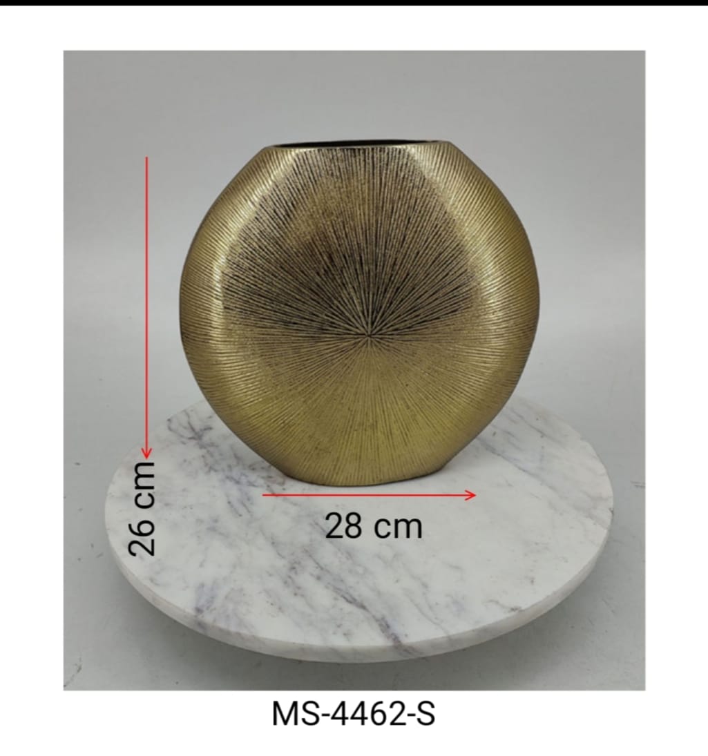 Shataj Decorative Aluminum Oval Vase in Gold Finish