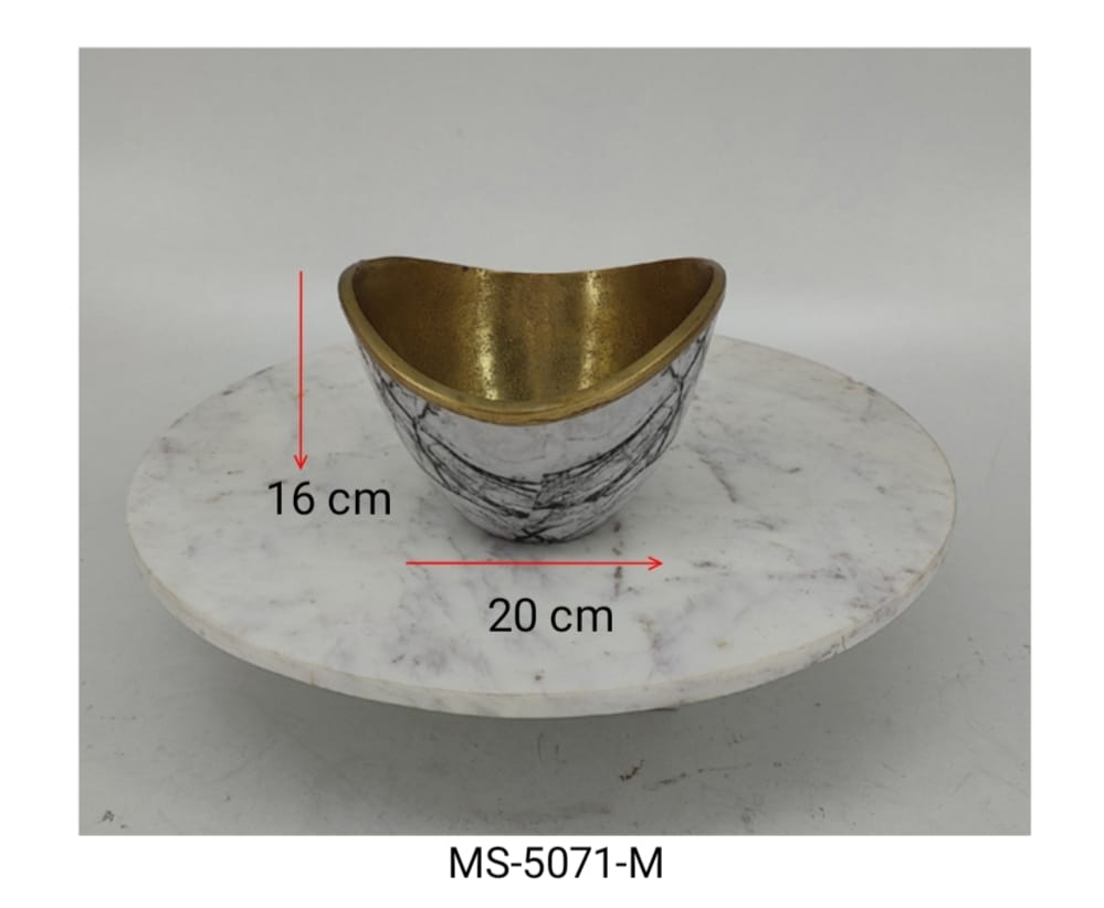 Shataj Decorative Aluminum Double Tone Gold and Enamel Bowl