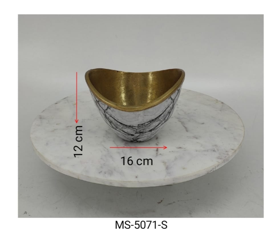 Shataj Decorative Aluminum Double Tone Gold and Enamel Bowl