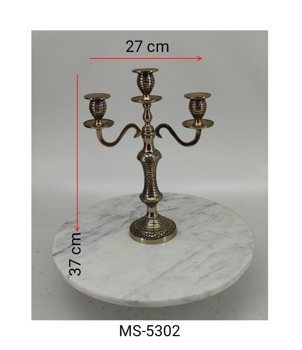 Shataj Decorative Aluminum Candle Stand in Gold