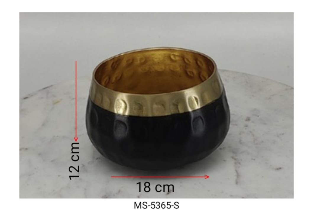 Shataj Decorative Aluminum Double Tone Gold and Black Bowl