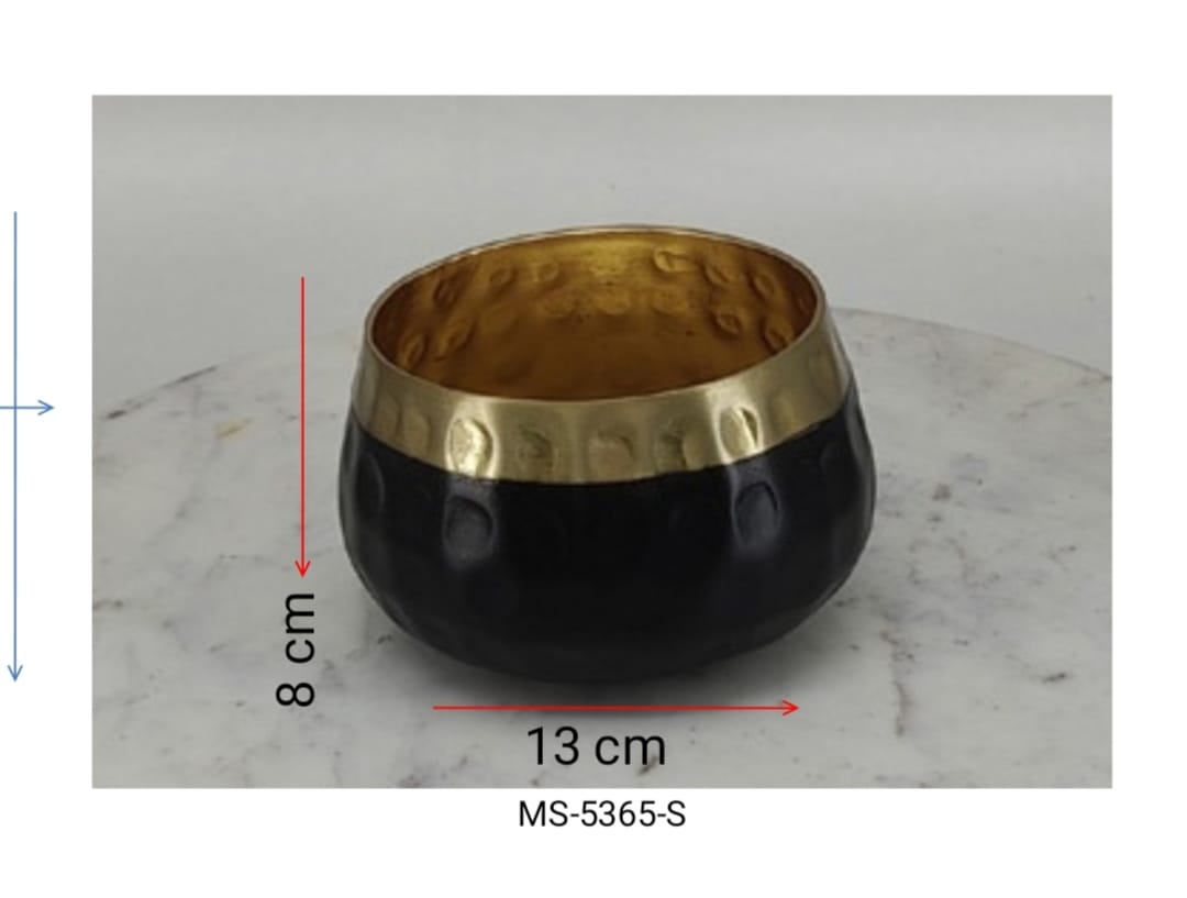 Shataj Decorative Aluminum Double Tone Gold and Black Bowl