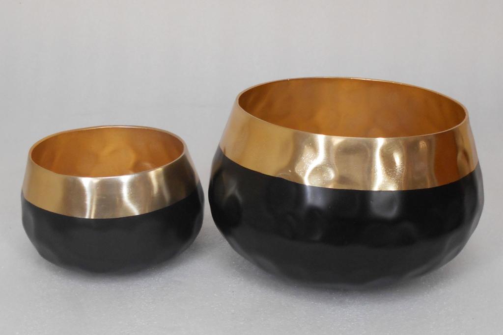 Shataj Decorative Aluminum Double Tone Gold and Black Bowl