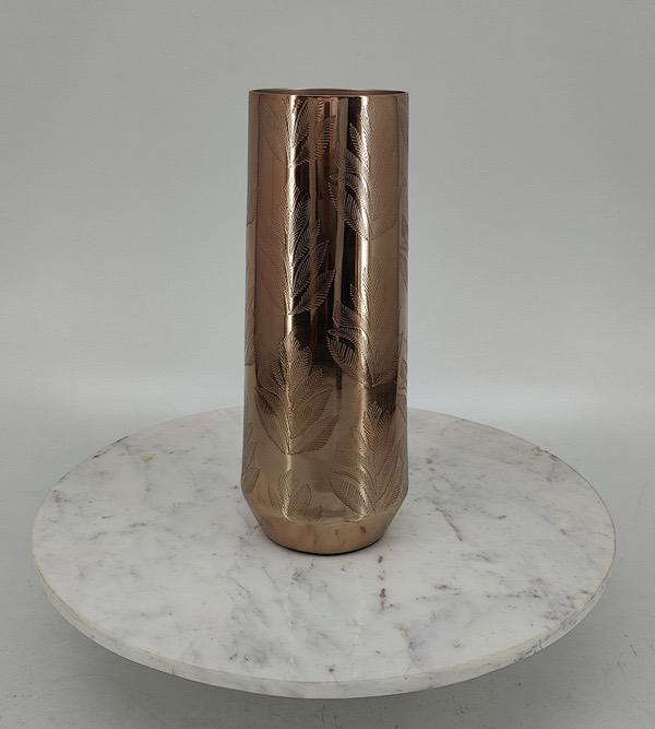 Shataj Decorative Aluminum Floor Vase - Cylinder Style in Gold