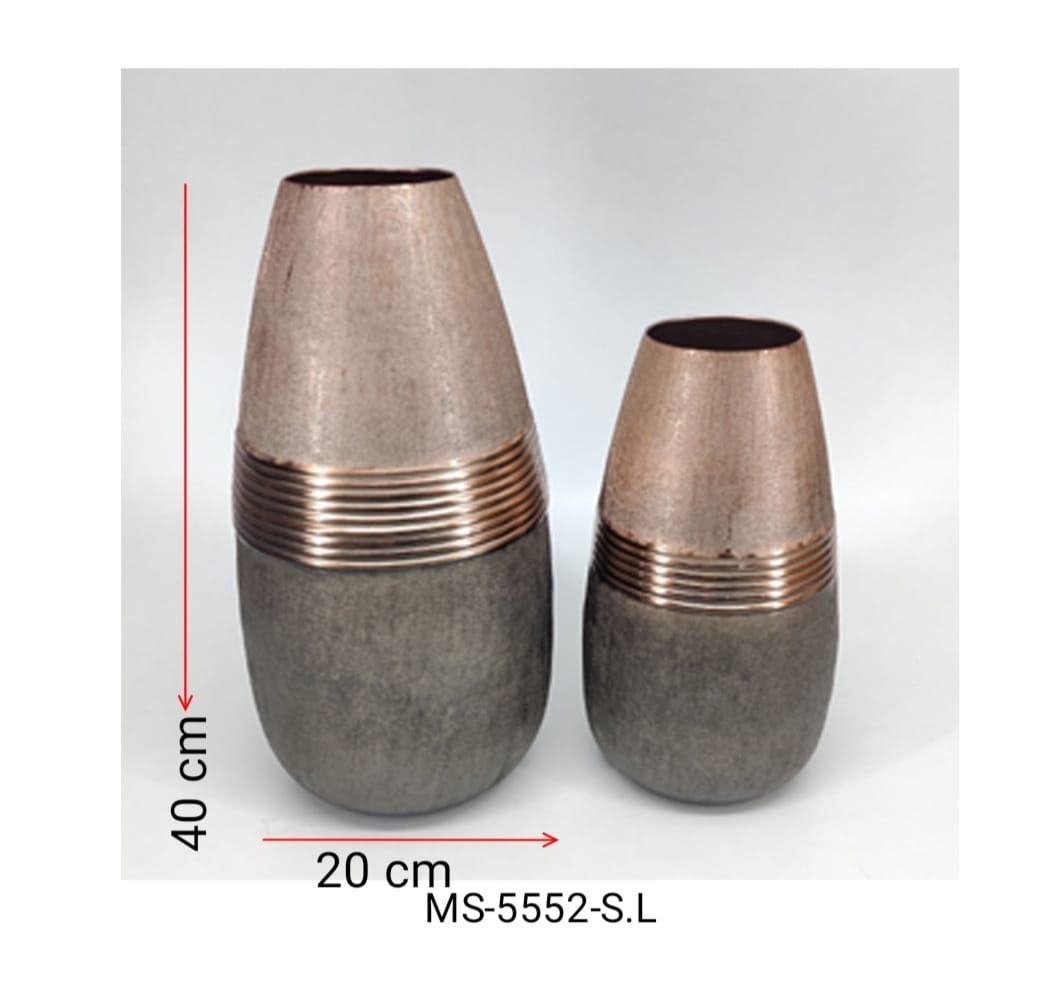 Shataj Decorative Aluminum Double Tone Copper Floor Vase