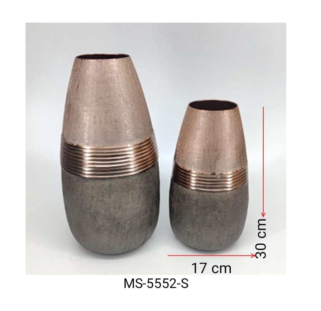 Shataj Decorative Aluminum Double Tone Copper Floor Vase