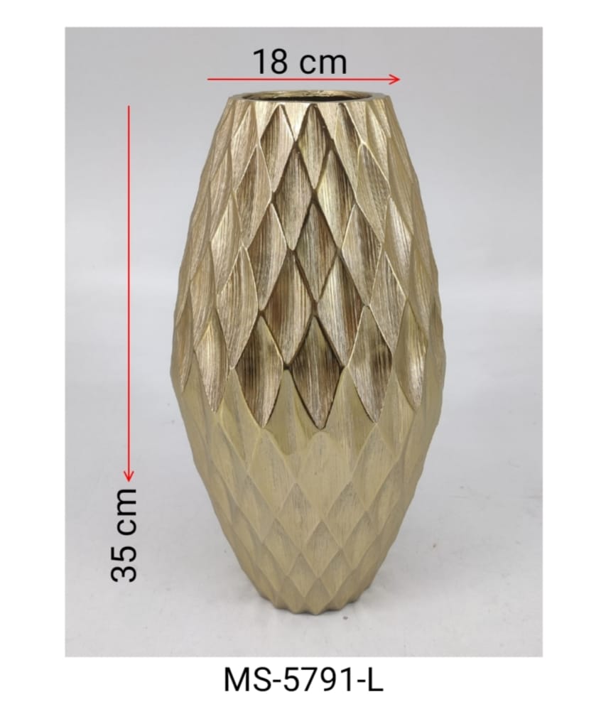 Shataj Decorative Aluminum Diamond Texture Gold Floor Vase