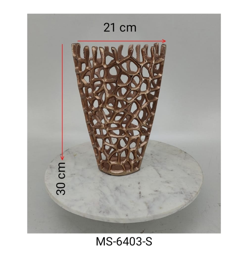 Shataj Decorative Aluminum Floor Vase - Netted Texture