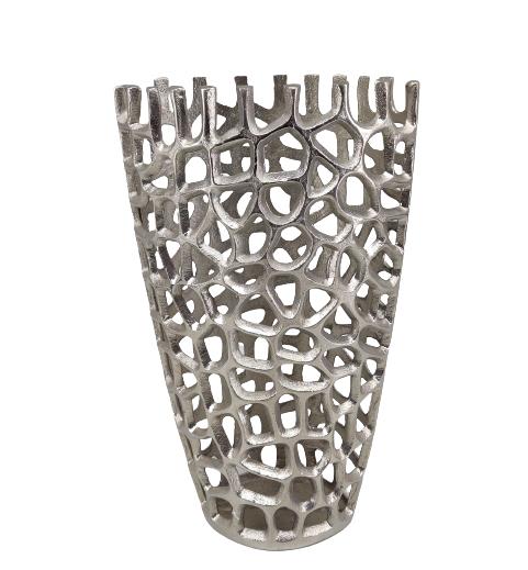 Shataj Decorative Aluminum Floor Vase - Netted Texture