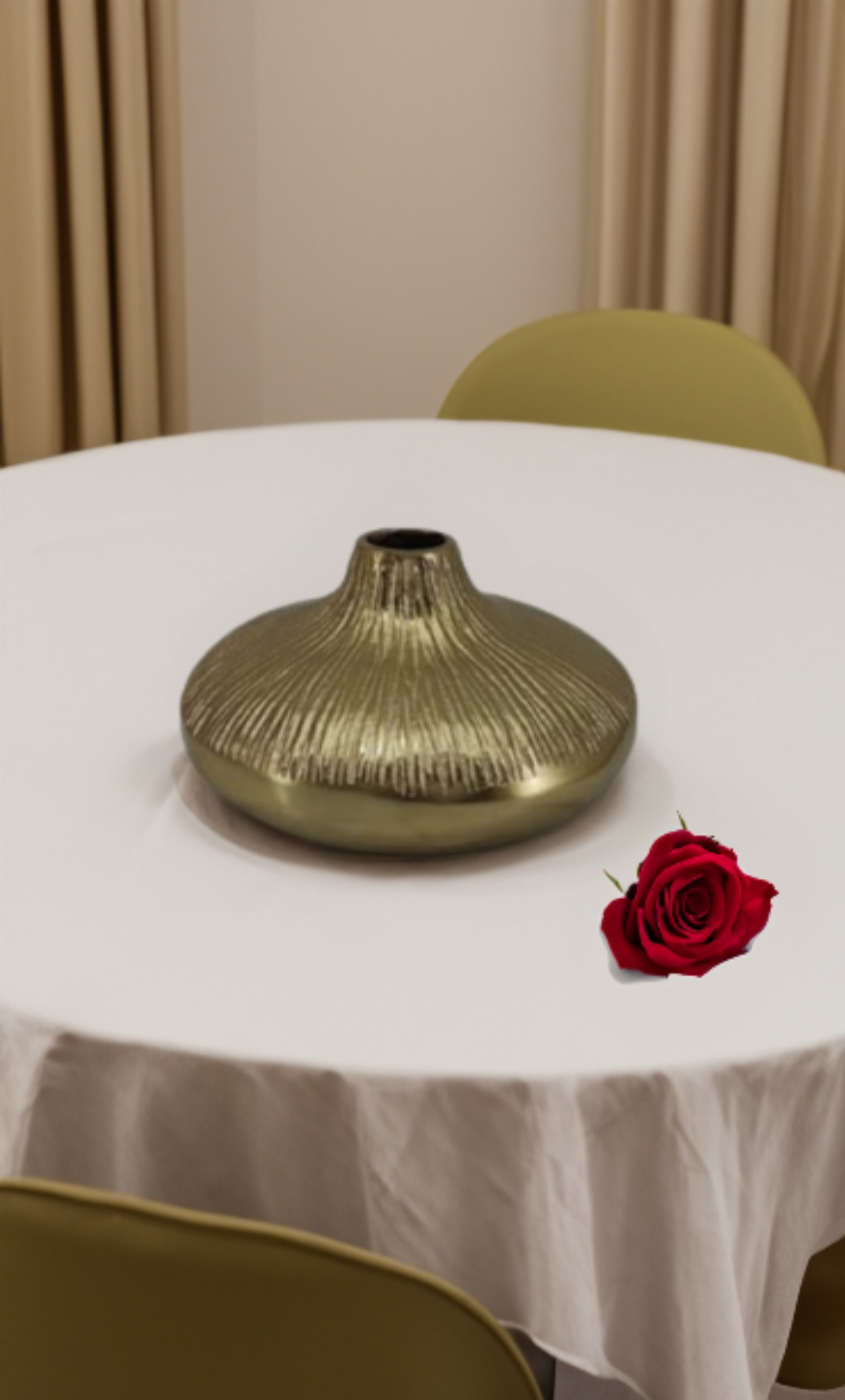 Shataj Decorative Aluminum flower table vase in gold finish