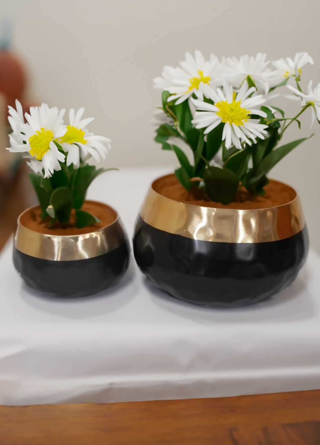 Shataj Decorative Aluminum Double Tone Gold and Black Bowl