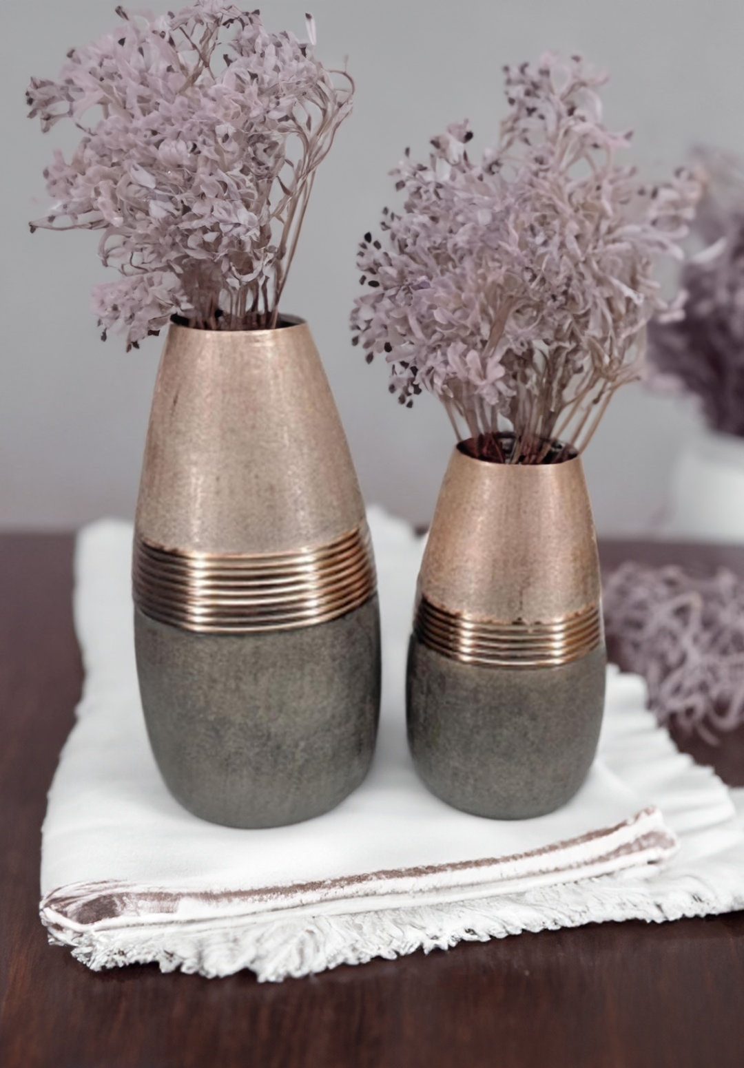 Shataj Decorative Aluminum Double Tone Copper Floor Vase