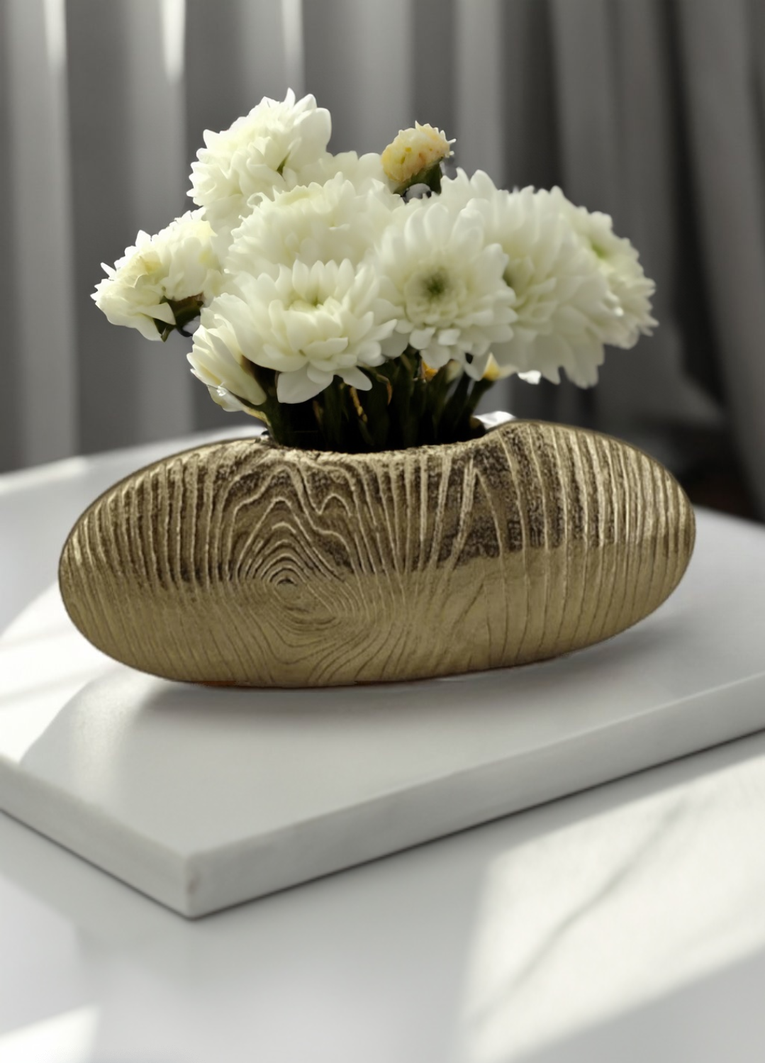 Shataj Decorative Aluminum Table Vase in Gold Finish