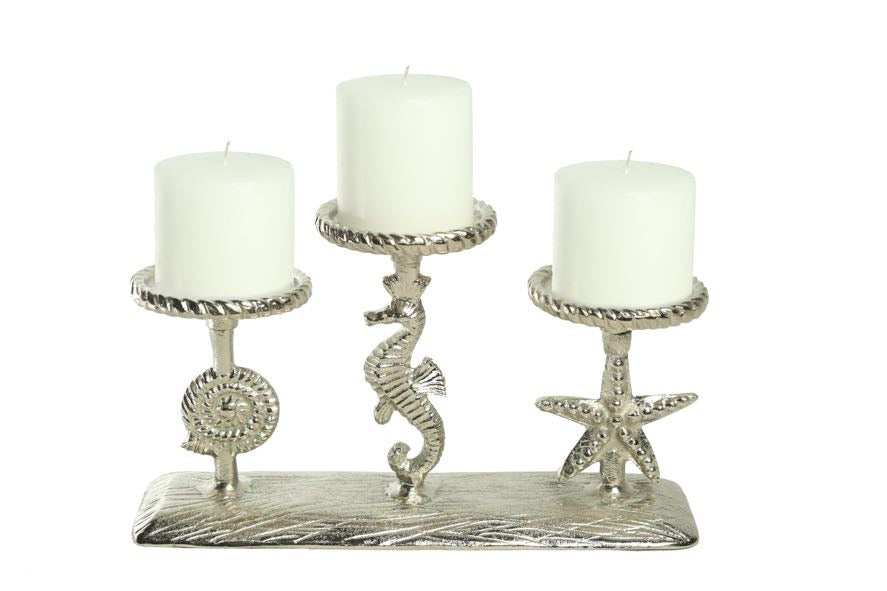 Shataj Decorative Aluminum Sea and Seahorse Tabletop Candlestand