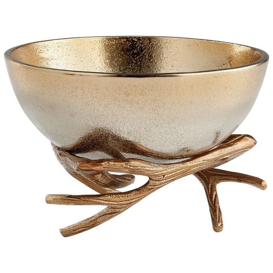 Shataj Decorative Aluminum bowl with antique finish stand