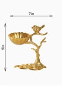 Shataj Decorative aluminum bird drive fruit stand in gold finish