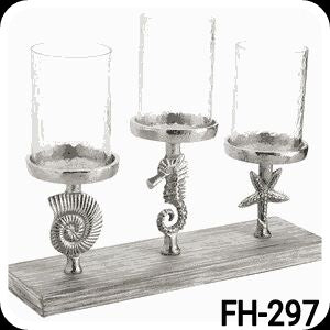 Shataj Decorative Aluminum Sea and Seahorse Tabletop Candlestand