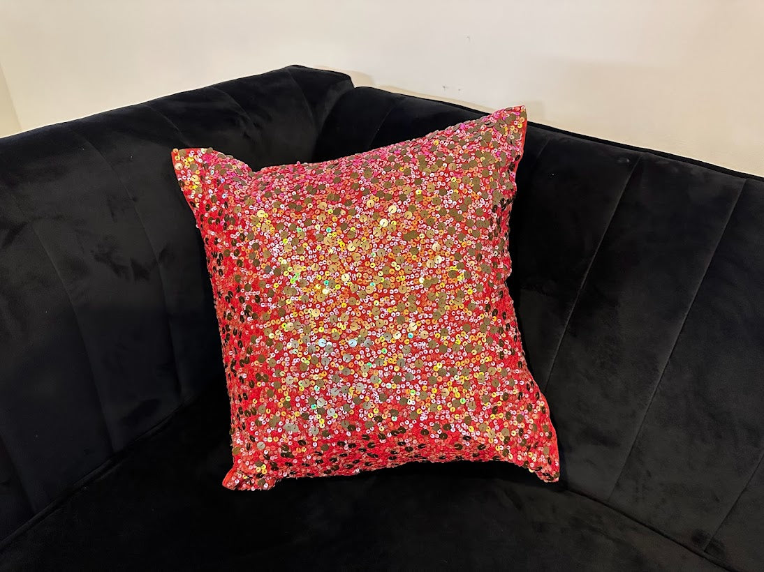 Shataj Decorative Linen Pillow covers with sparkles handwork - set of 2