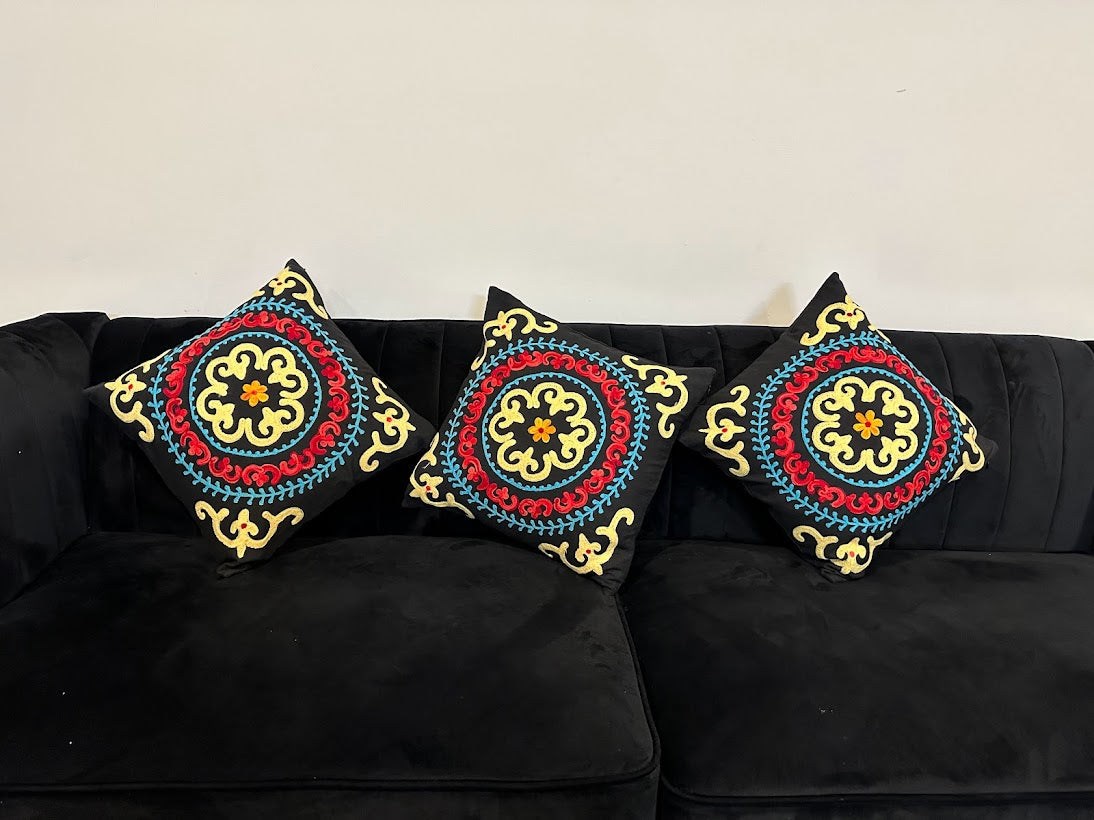 Shataj Decorative Pillow covers with beautiful machine embroidery - set of 4